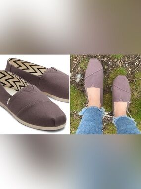 NWT TOMS Ash Alpargata Canvas Slip-Ons